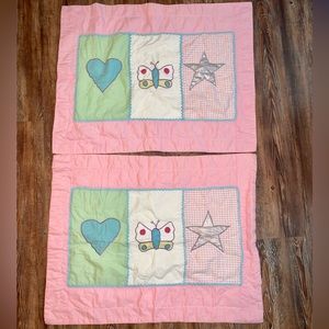 POTTERY BARN KIDS CHF INDUSTRIES APPLIQUÉ PILLOW SHAMS BUTTERFLY STAR HEART